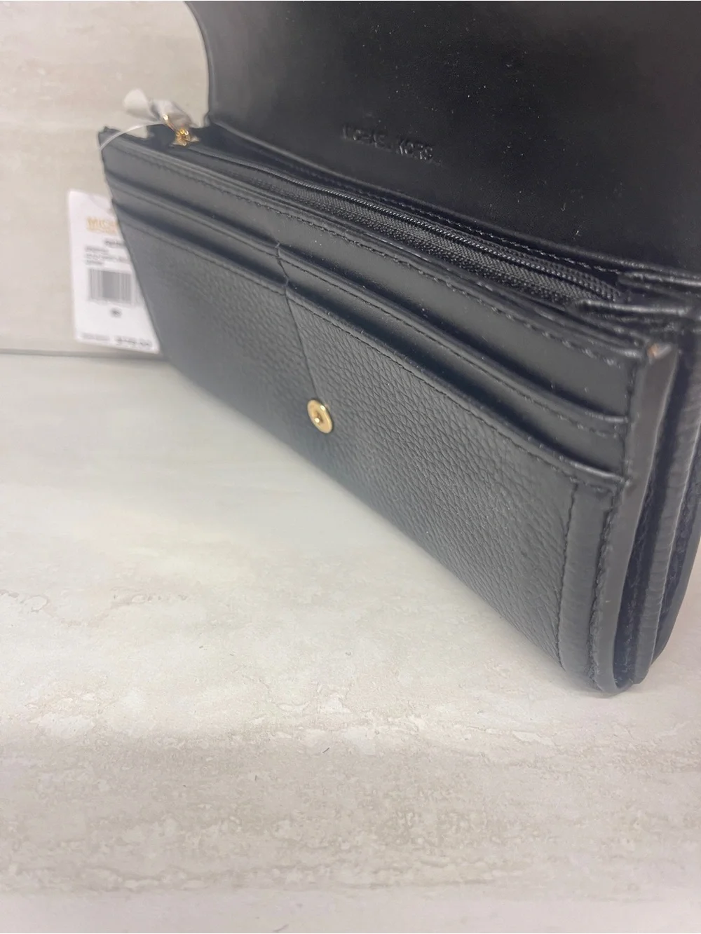 Michael Kors Fulton Flap Continental Wallet Black Pebble Leather